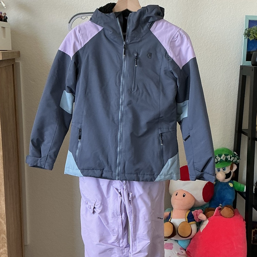 Liquid Big Kid Gray and Lavender Ski Jacket and Pants Set